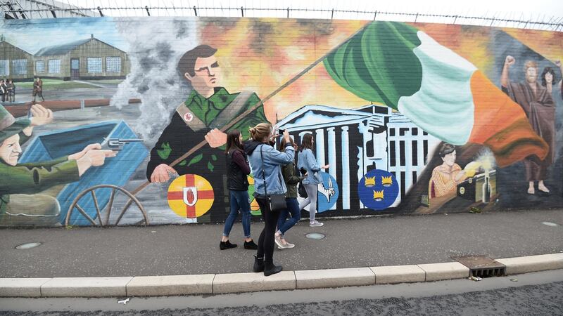 Murals on the Falls Road near Albert Street in west Belfast. Photograph: Colm Lenaghan/ Pacemaker