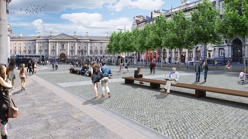 Computer generated image of the proposed new College Green Plaza in Dublin.