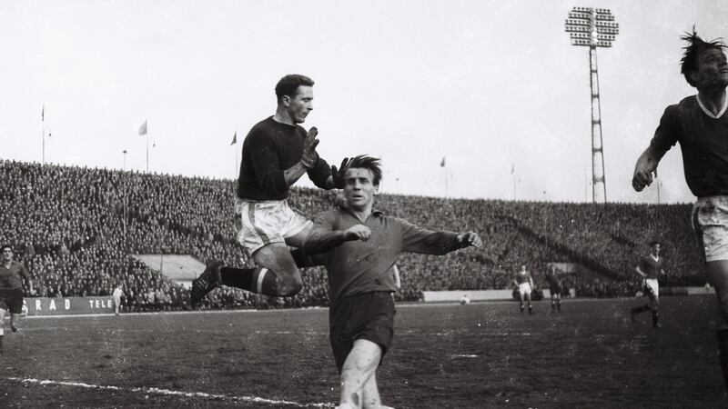 Northern Ireland and Manchester United goalkeeper Harry Gregg in the last match before Munich tragedy on February 6, 1958 in Belgrade Yugoslavia. Photo by Aleksandra Grujic/Getty Images
