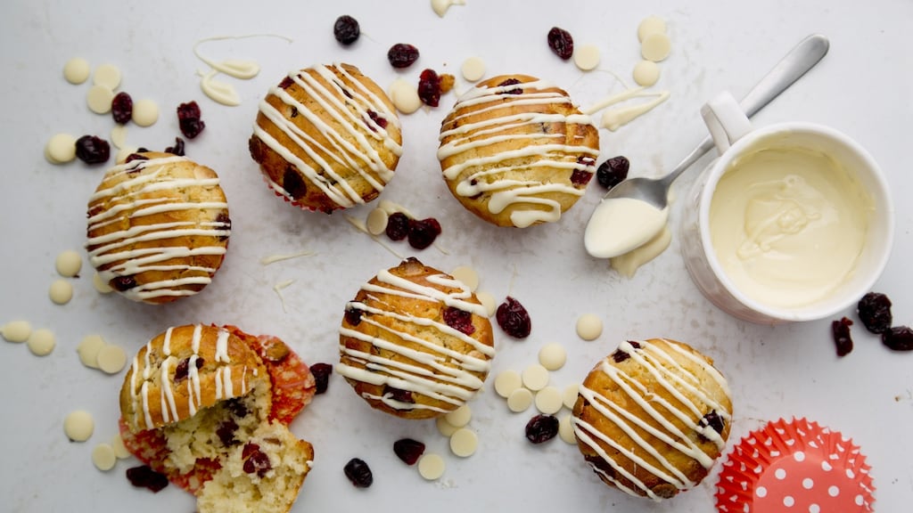 Vanessa Greenwood’s cranberry and white chocolate muffins
