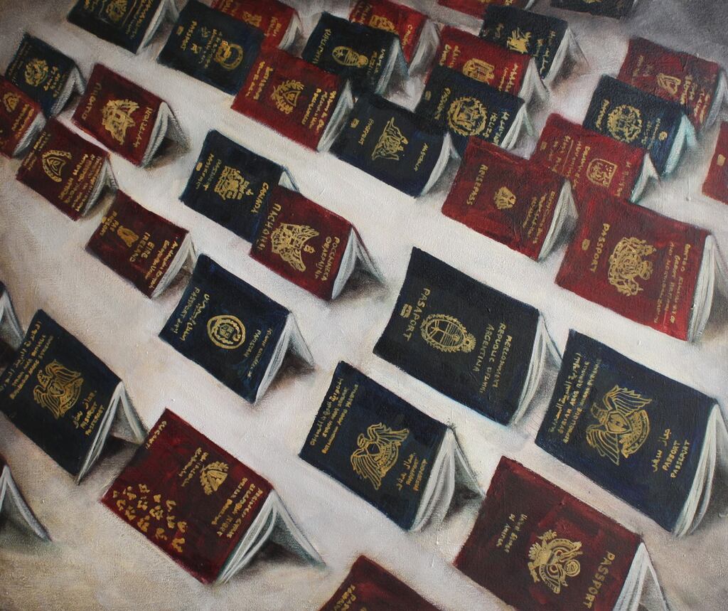 Rows of Passport Tents by Miriam McConnon, from My Favourite Artwork, at the Olivier Cornet Gallery in Dublin