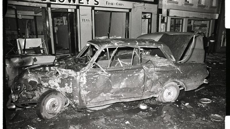 Anthony O’Reilly’s car following the bombing in Belturbet, Co Cavan. Photograph: Paddy Ronaghan
