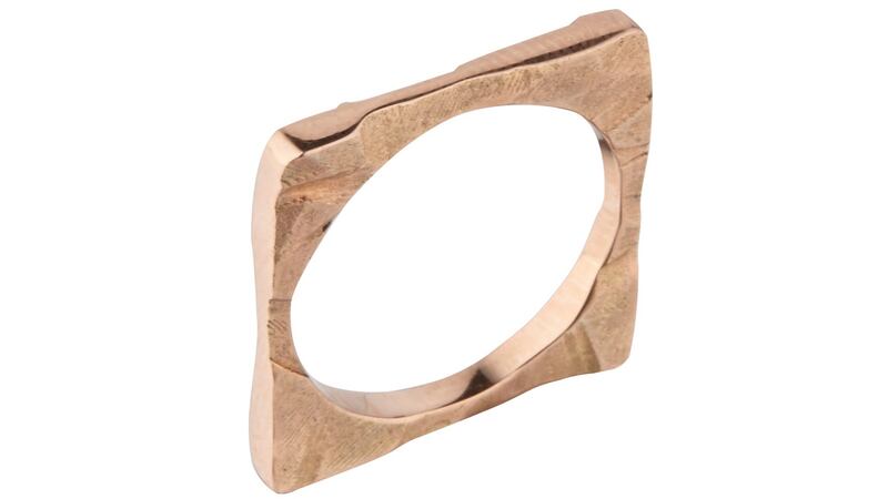 Rose gold shard square stacking ring from Stonechat