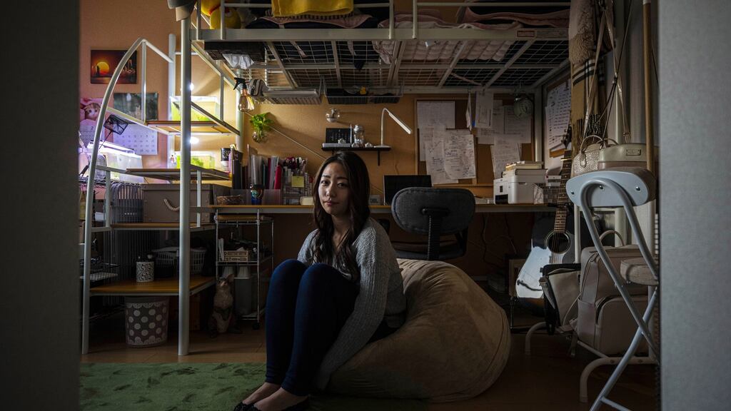 Nazuna Hashimoto at her home in Osaka, Japan. Having survived her own suicide attempt, Hashimoto hopes to train as a therapist, with a special focus on women. Photograph: Hiroko Masuike/New York Times