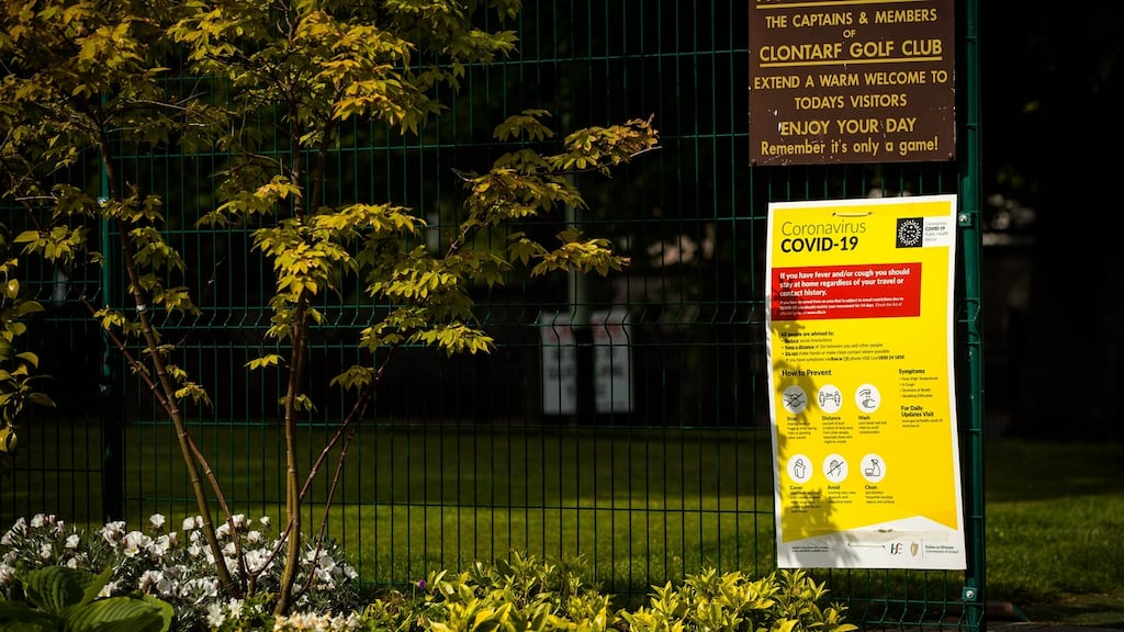 Clontarf Golf Club prepared for reopening last May following the first lockdown. Photograph: Ryan Byrne/Inpho