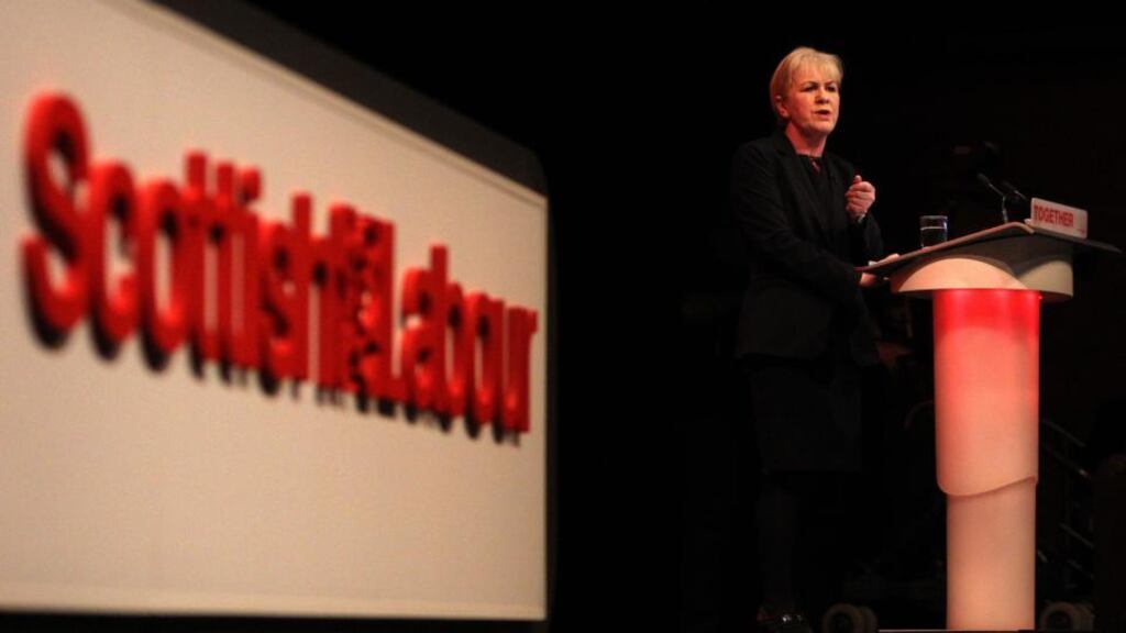 Scottish Labour leader Johann Lamont delivers her speech at the Scottish Labour Party conference at the Perth Concert Hall. Photograph: Andrew Milligan/PA
