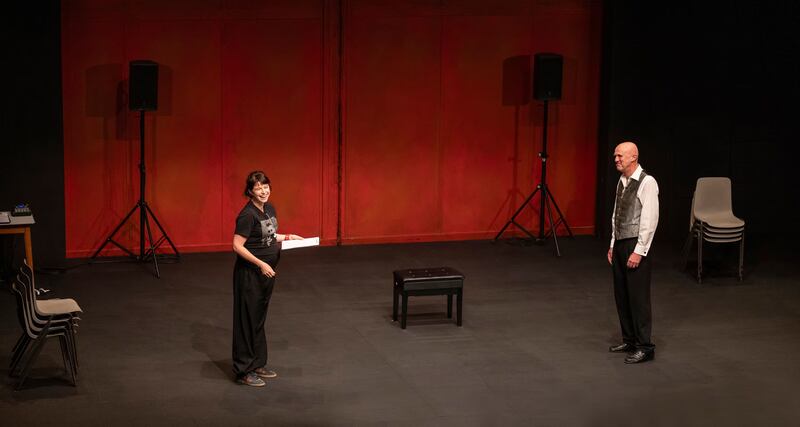 An Oak Tree: Jessie Buckley and Tim Crouch at the Young Vic in London. Photograph: Pamela-Raith