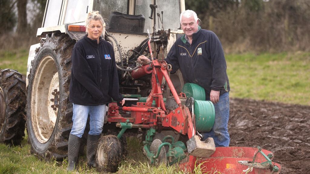 Senator Paul Daly with his partner, Bernie McCarthy, who was also part of the Westmeath team at this year’s National Ploughing Championships. Photograph: Thomas Gibbons