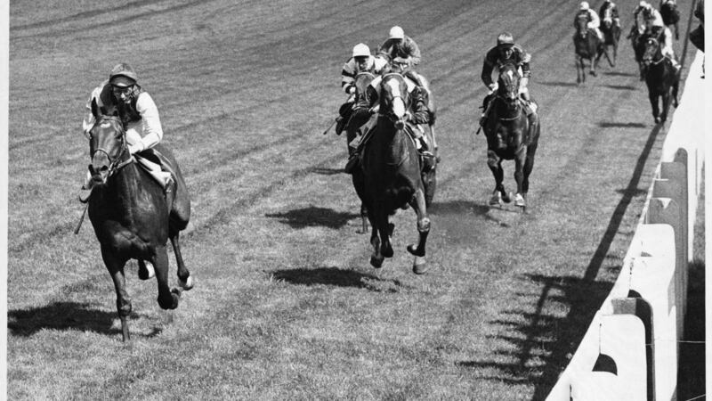(Nijinsky goes clear to win the 1970 Derby. Photo: Hulton-Deutsch Collection/CORBIS/Corbis via Getty Images