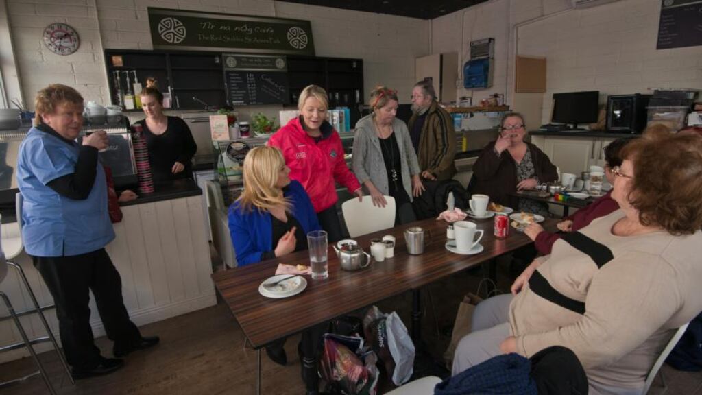 Enjoying coffee and a chat at Tír na nÓg Coffee shop in the Ballymun shopping centre at the weekend, before the cafe closed down. Photograph: Brenda Fitzsimons/The Irish Times