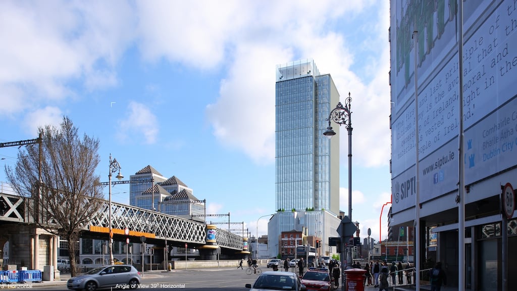 The proposed 22-storey building in Dublin will include a 106-bedroom hotel