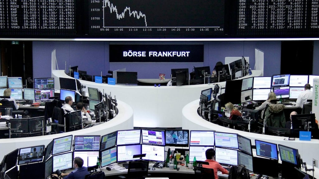 European shares fell on Monday in their first day of trade since the Christmas break.