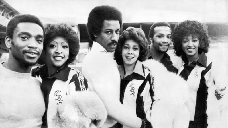Three Degrees: Laurie Cunningham, Brendon Batson and Cyrille Regis in 1979 with the singers they were nicknamed after. Photograph: MSI/Mirrorpix via Getty