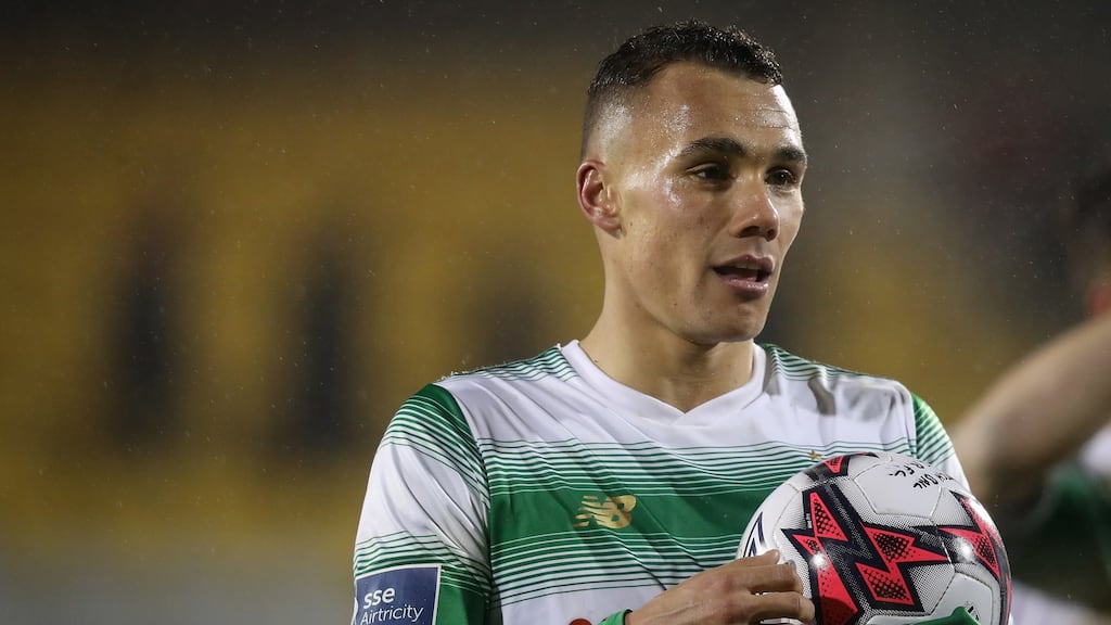 Graham Burke scored a penalty to give Shamrock Rovers the win. Photograph: Oisin Keniry