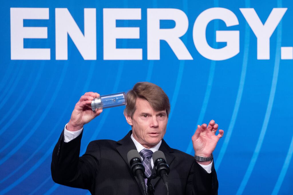 National Nuclear Security Administration deputy administrator for Defense Programs Marvin Adams in Washington DC during the announcement of a major scientific breakthrough in nuclear fusion earlier this week. Photograph: Michael Reynolds/EPA/Shutterstock