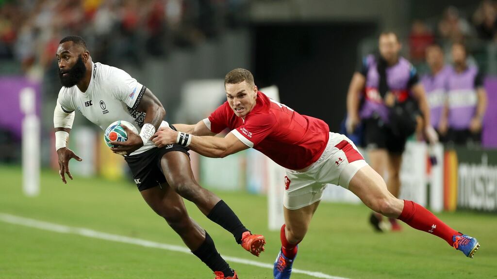 Bristol’s new star signing Semi Radradra in action for Fiji during the Rugby World Cup. Photograph: Shaun Botterill/Getty Images