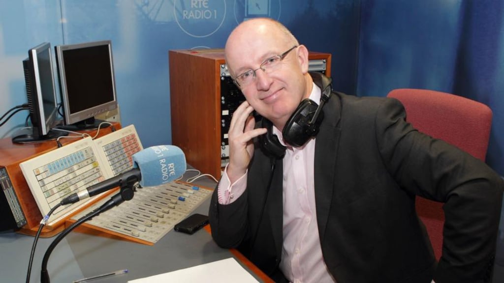 Back behind the mic: John Murray in the studio on Monday. Photograph: Brian McEvoy