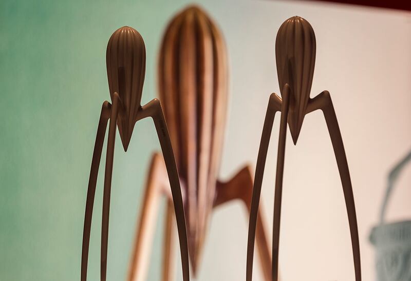 Lemon squeezer ‘Juicy Salif’, designed by Philippe Starck at Alessi stand in Ambiente 2015, Frankfurt, Germany. Ambiente is the leading international trade fair for table, kitchen and household products.  Photograph:  Horacio Villalobos/Corbis via Getty Images