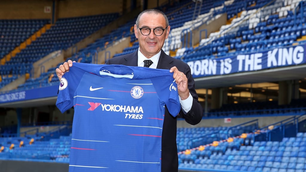 New Chelsea manager Maurizio Sarri is unveiled at Stamford Bridge, London. Photo: Steve Paston/PA Wire