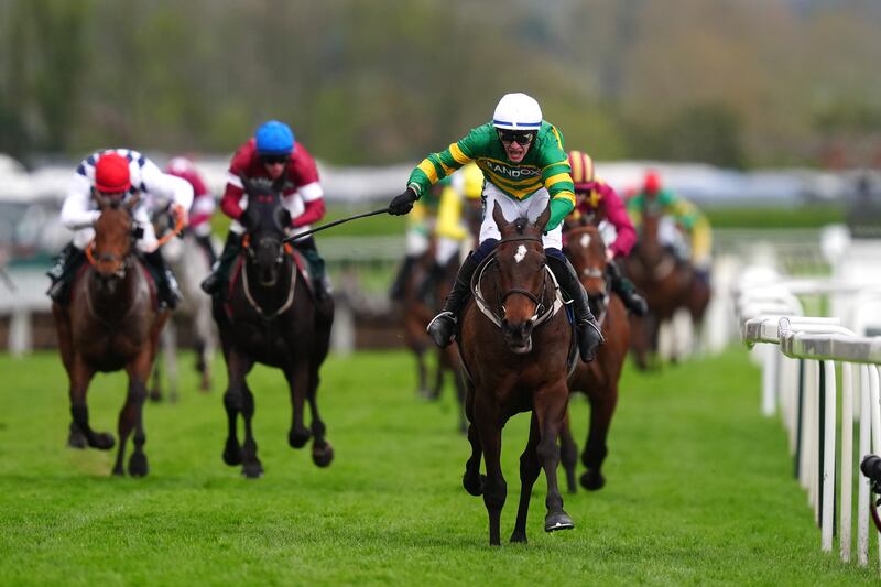 I Am Maximus ridden by Paul Townend on their way to winning the Randox Grand National Handicap Chase at Aintree. Photograph: David Davies for The Jockey Club/PA Wire
