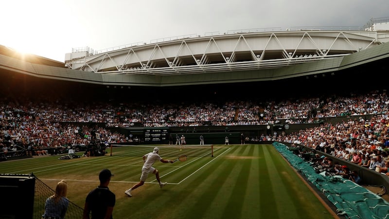 John Isner in action during his semi-final against South Africa’s Kevin Anderson at Wimbledon. Photograph: Andrew Boyers/Reuters