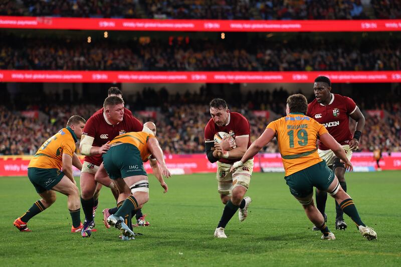 Jack Conan came close to scoring a try in the series-clinching victory against Australia. Photograph: Cameron Spencer/Getty Images