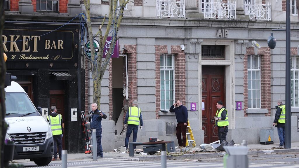 The scene at Clanbrassil street in Dundalk, Co Louth, where two ATM’s where stolen  at the weekend. Photograph: Niall Carson/PA