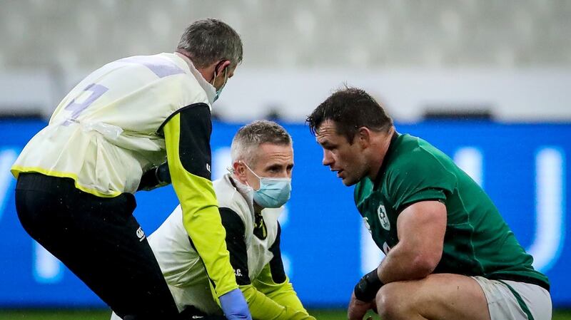 Cian Healy scored a try before being forced off as he won his 100th Ireland cap. Photograph: James Crombie/Inpho
