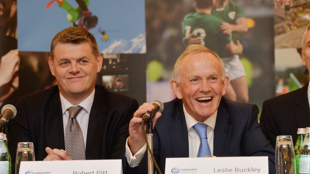 Robert Pitt, former INM chief executive, and Leslie Buckley, INM chairman. Photograph: Alan Betson / The Irish Times