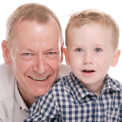 Wayne Davies with his son Conor.