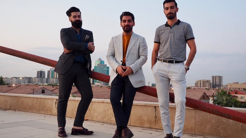 Co-founders of the Mr Erbil club: Nauzad (29), Goran Pshtiwan (28) and Rawa Ali (30). Photograph: Lorraine Mallinder