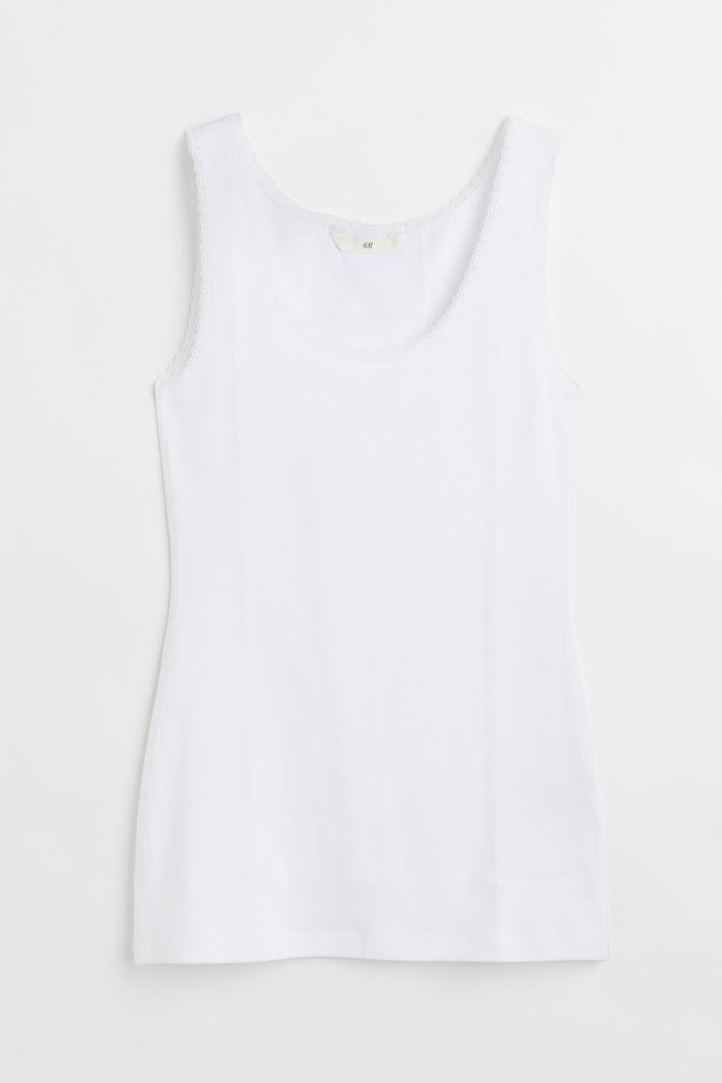 White cotton tank top at H&M, €6.99