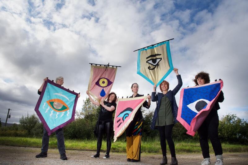 Artists’ Campaign to Repeal the 8th Ammendment. Left to right: Alice Maher, Rachel Fallon, Aine Phillips, Breda Mayock and  Lisa Godson  Photograph: Alison Laredo