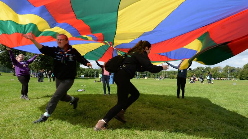 Girl Guides enjoying activities at the Ignite event, where Irish Girl Guides hosted over 1,800 Girl Guides from around the world. Photograph: Alan Betson