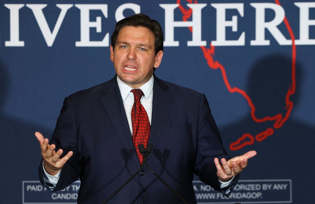 Florida governor Ron DeSantis has banned state pension funds from incorporating ESG factors into investments. Photograph: Luis Santana/Tampa Bay Times/AP