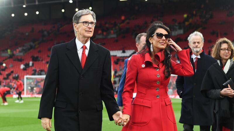 Liverpool co-owner John W Henry and his wife Linda Pizzuti pictured at Anfield. Photograph: Michael Regan/Getty Images