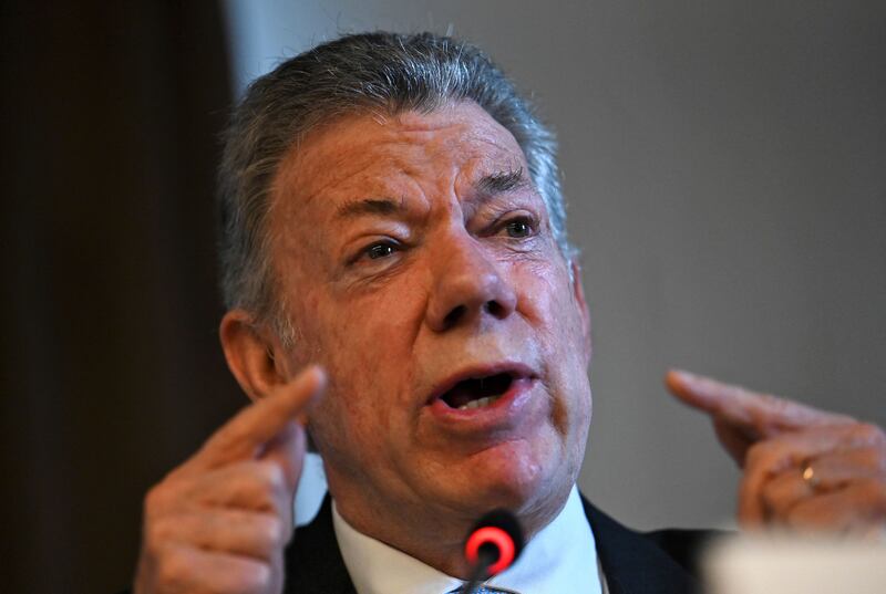 Colombia's former president and 2016 Nobel Peace Prize laureate Juan Manuel Santos: "'Total peace’ will fail unless it is built on the base of what has been achieved with the Farc.” Photograph: Juan Barreto/AFP via Getty Images