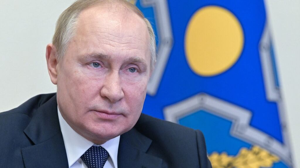 Russian president Vladimir Putin: “We would not let anyone destabilise the situation at our home and implement so-called colour revolution scenarios.” Photograph: Alexei Nikolsky/EPA/Sputnik/Kremlin pool