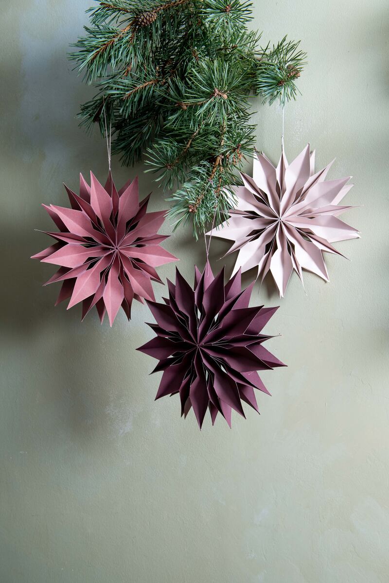 The pink trend: Holly snowflake pendants from Signature Editions. Set of 3, €26.95, signatureeditions.ie