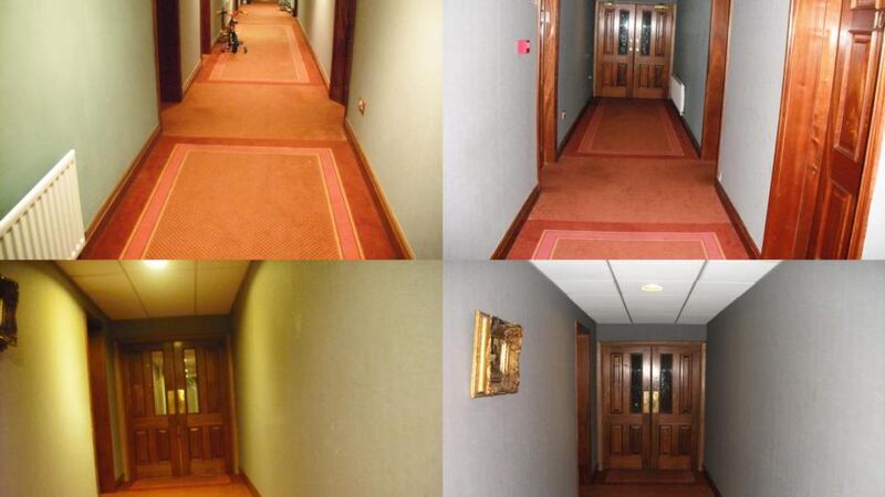 Halls in a direct-provision hostel. Photograph: Zoë O’Reilly, part of the  Irish Refugee Council exhibition ‘One Year On, and Still No Change’, at Powerscourt Gallery, Dublin, until June 3