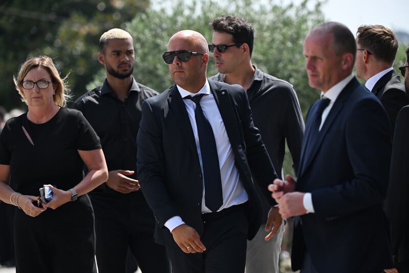 Liverpool manager Arne Slot the funeral of Diogo Jota and Andre Silva. Photograph: PA Wire