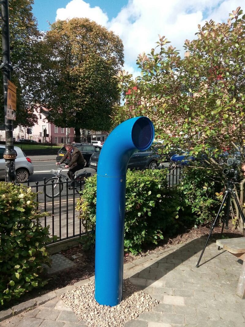 The Poetry Jukebox in Belfast outisde the Crescent Arts Centre