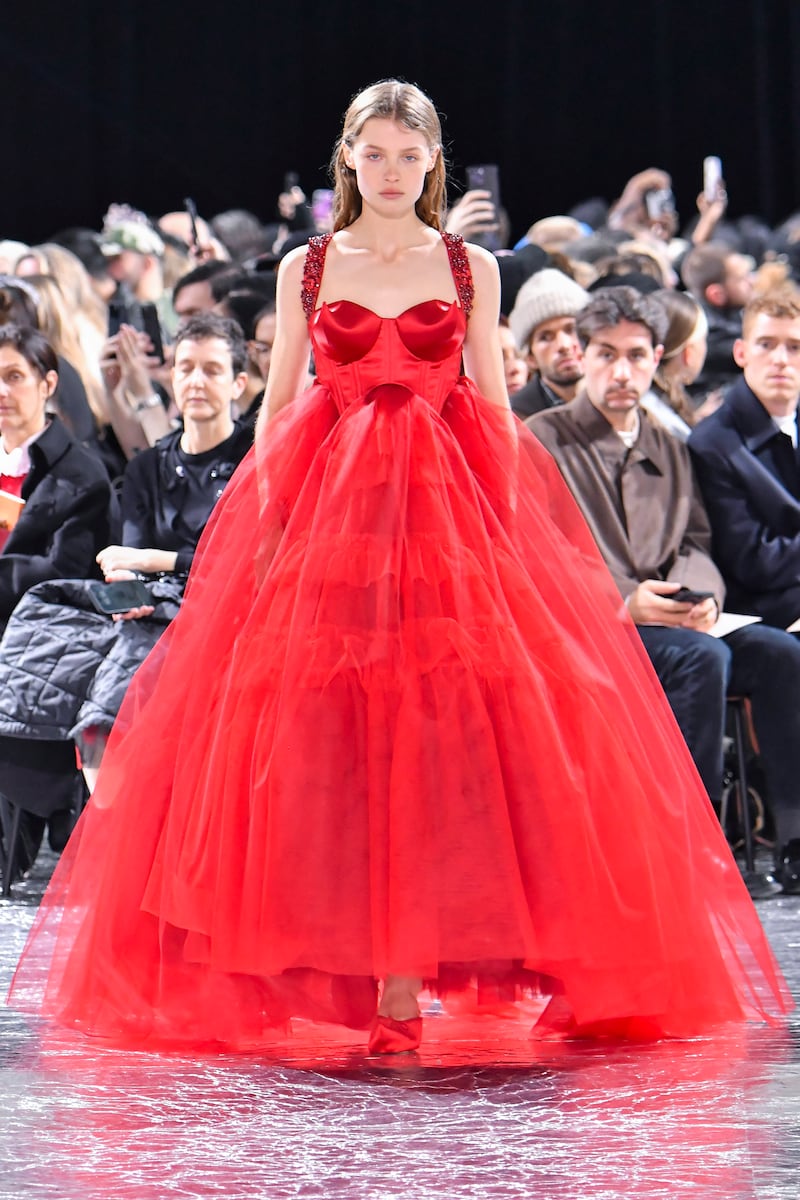 Simone Rocha: A model on the runway during the Jean Paul Gaultier by Simone Rocha Haute Couture Spring/Summer 2024 fashion show as part of Paris Fashion Week in January. Photograph: Victor Virgile/Gamma-Rapho/Getty