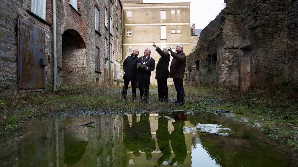 Conn Murray, chief executive of Limerick city and county council; councillor Stephen Keary, mayor of the city and county of Limerick: CEB governor Rolf Wenzel and David Conway chief executive of Limerick 2030 at the Opera Site in Limerick. Photograph: Sean Curtin/True Media