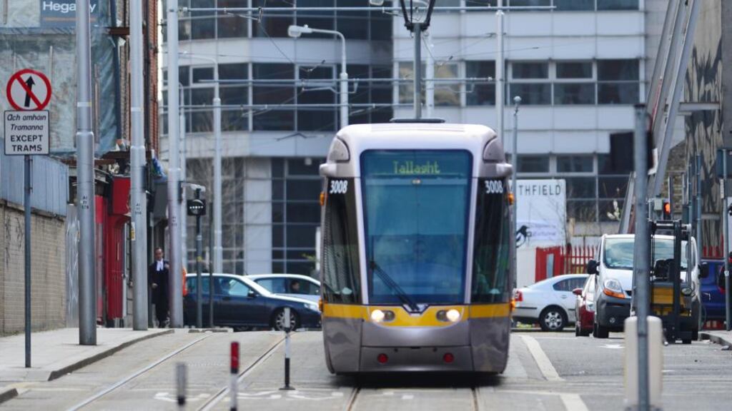 Luas on Dublin’s north side:  people looking for access to public transport without hefty house prices could consider buying a property near the end of the new Luas extension. Photograph: Bryan O’Brien