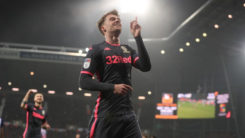 Leeds United’s Patrick Bamford celebrates scoring the equaliser during their Championship draw with West Bromwich Albion at the Hawthorns. Photo: Mike Egerton/PA Wire