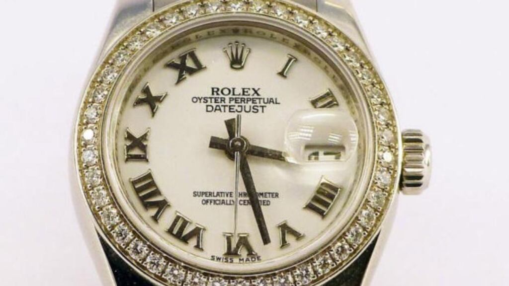 The two-year-old “Ladies Rolex Perpetual Datejust” watch  was seized under the Proceeds of Crime Act and sold for €7,000.
