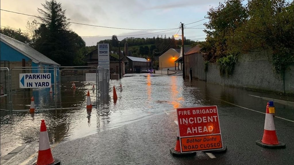 Parts of Donegal town are underwater this morning as the storm dumped up to 50mm of rainfall on the region. Photograph: Donegal Daily.
