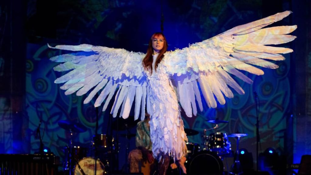 Aerial dance theatre company Fidget Feet at the launch of the programme of events for Limerick National City of Culture 2014 yesterday. Photograph: Seán Curtin.