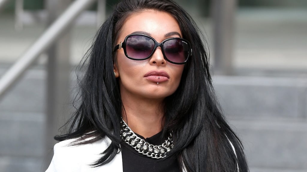 Glamour model Bridget Byrne (26), who works under the name of Ava Van Rose, leaves the Dublin District Court where she was given a suspended sentence of two months. Photograph: Collins Courts.